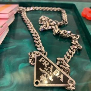 Prada tag necklace